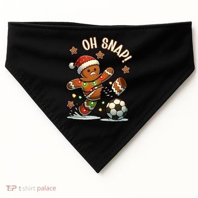 Oh Snap Gingerbreadman Christmas Soccer USA-Made Doggie Bandana