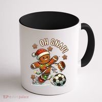 Oh Snap Gingerbreadman Christmas Soccer Coffee Mug thumb 1