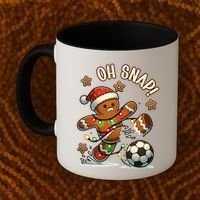 Oh Snap Gingerbreadman Christmas Soccer Coffee Mug thumb 2