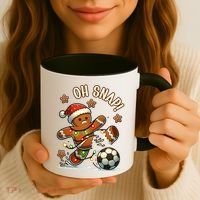 Oh Snap Gingerbreadman Christmas Soccer Coffee Mug thumb 3