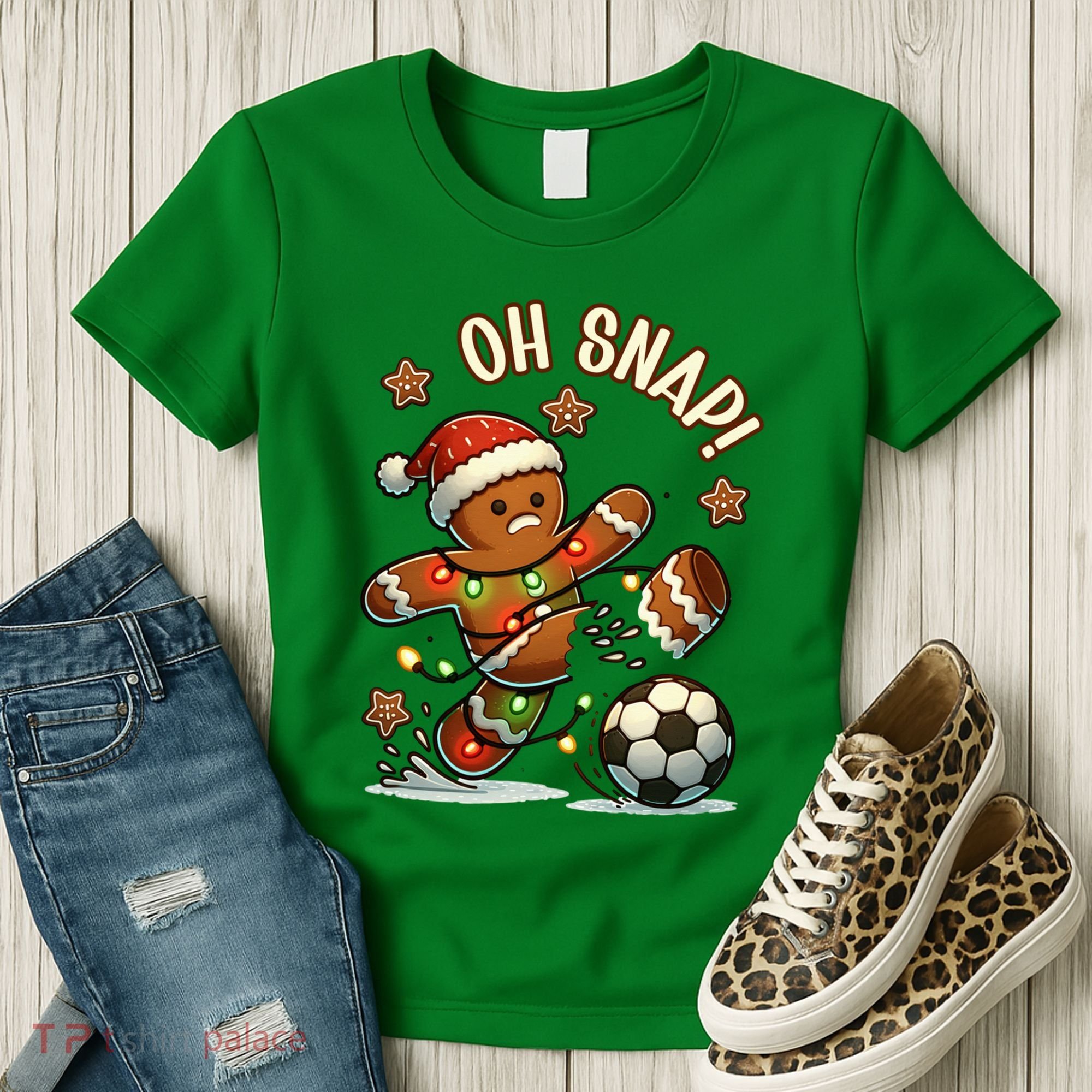 Oh Snap Gingerbreadman Christmas Soccer Women's T-Shirt