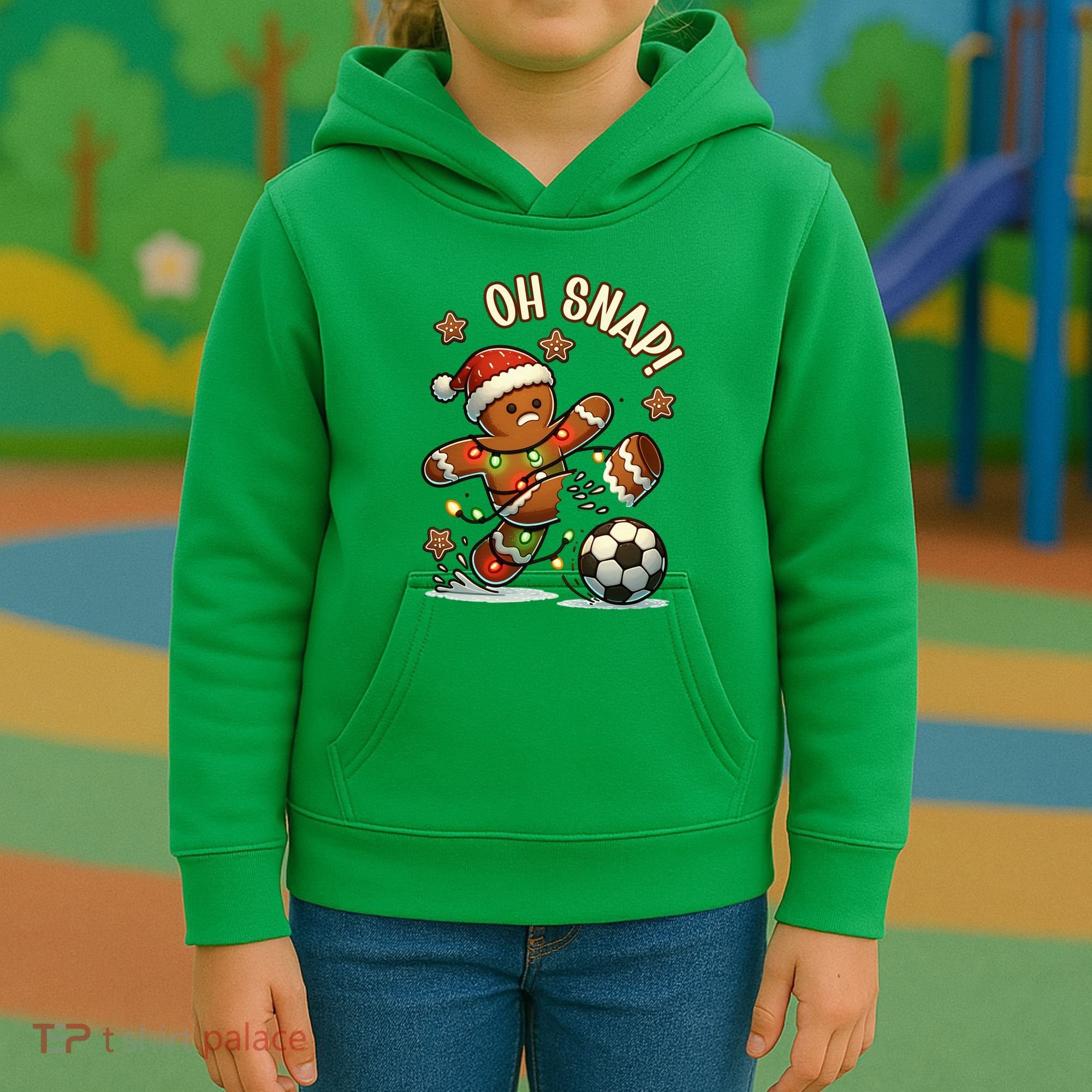 Oh Snap Gingerbreadman Christmas Soccer Kids Hoodie