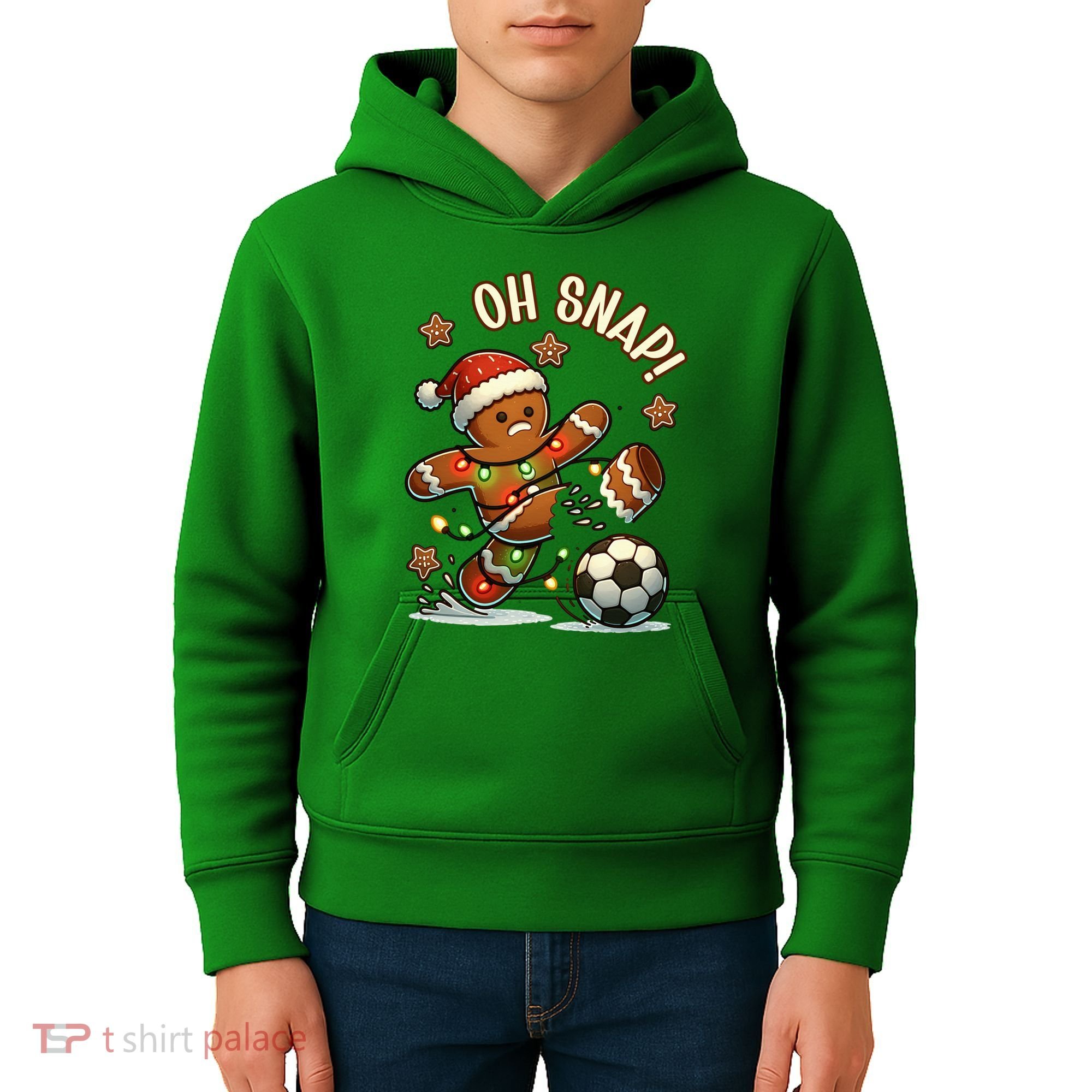 Oh Snap Gingerbreadman Christmas Soccer Kids Hoodie