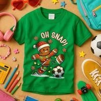 Oh Snap Gingerbreadman Christmas Soccer Kids T-Shirt thumb 3