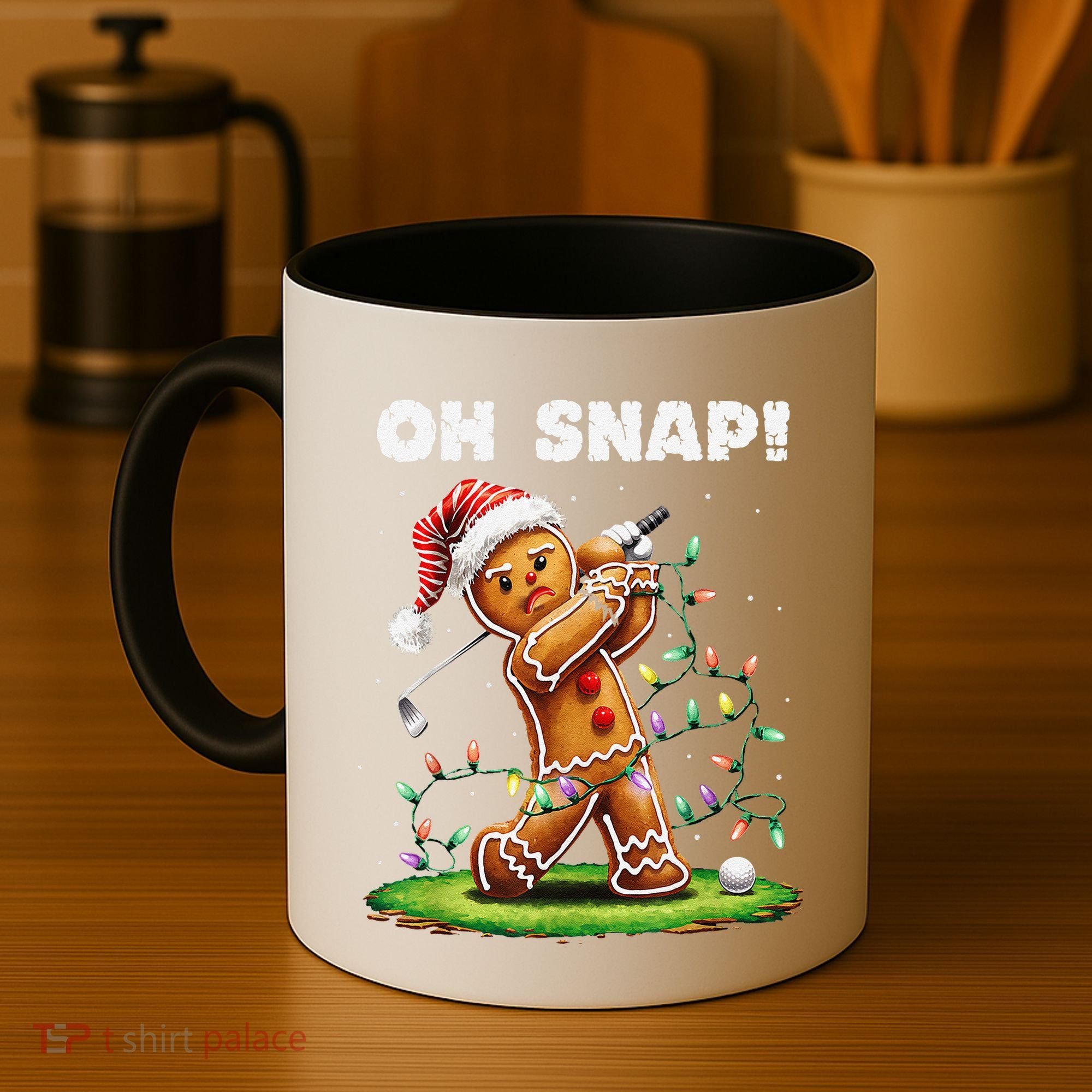 Oh Snap Gingerbreadman Golfer Golf Christmas Golfing Coffee Mug