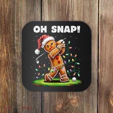 Oh Snap Gingerbreadman Golfer Golf Christmas Golfing Coaster