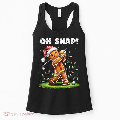Oh Snap Gingerbreadman Golfer Golf Christmas Golfing Women's Tank Top
