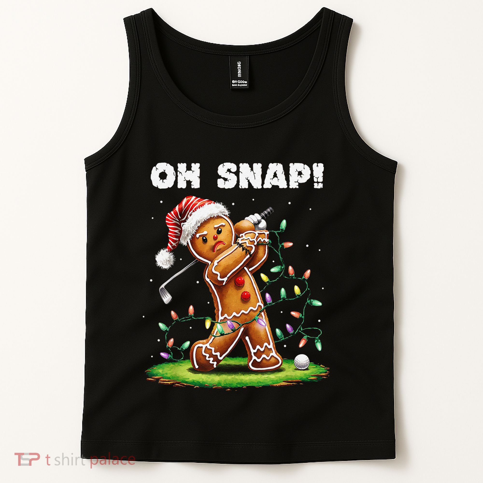 Oh Snap Gingerbreadman Golfer Golf Christmas Golfing Tank Top