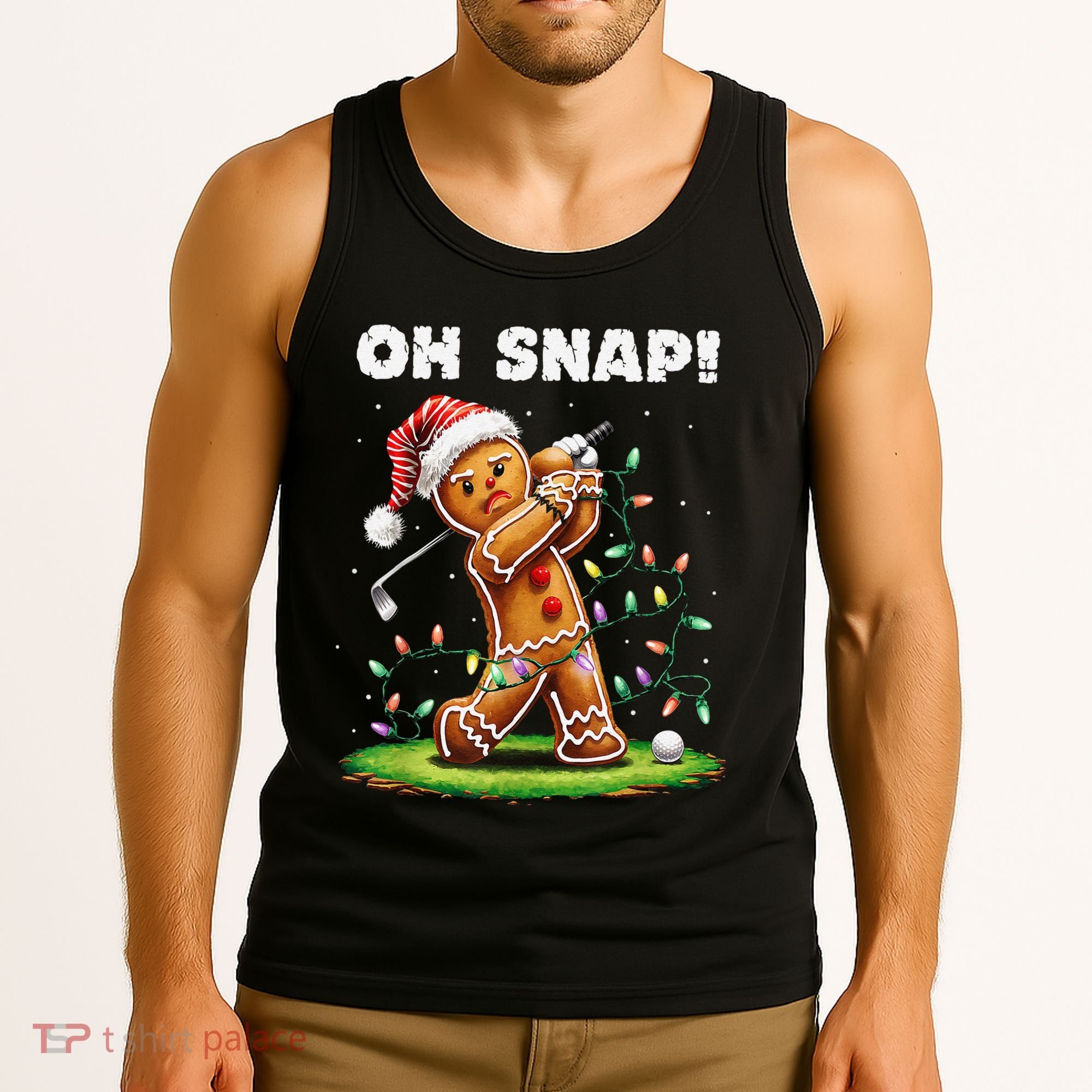 Oh Snap Gingerbreadman Golfer Golf Christmas Golfing Tank Top