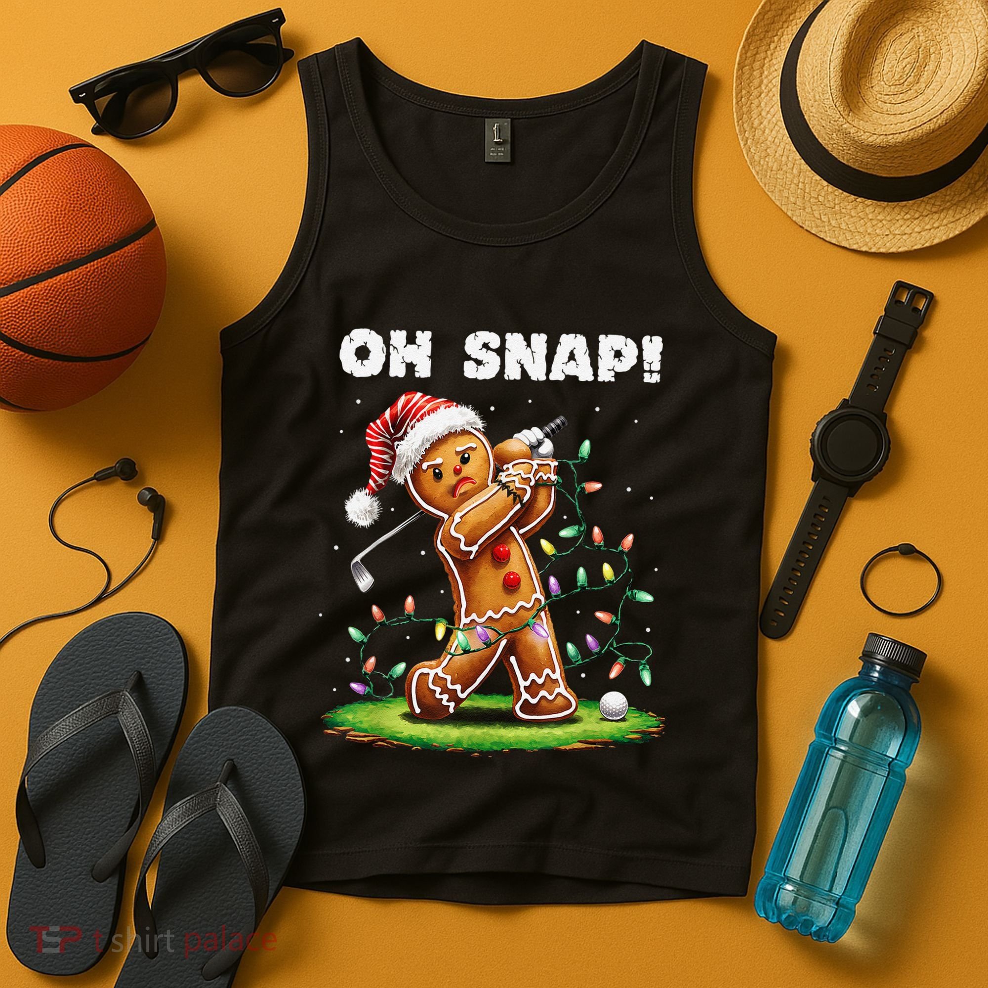 Oh Snap Gingerbreadman Golfer Golf Christmas Golfing Tank Top
