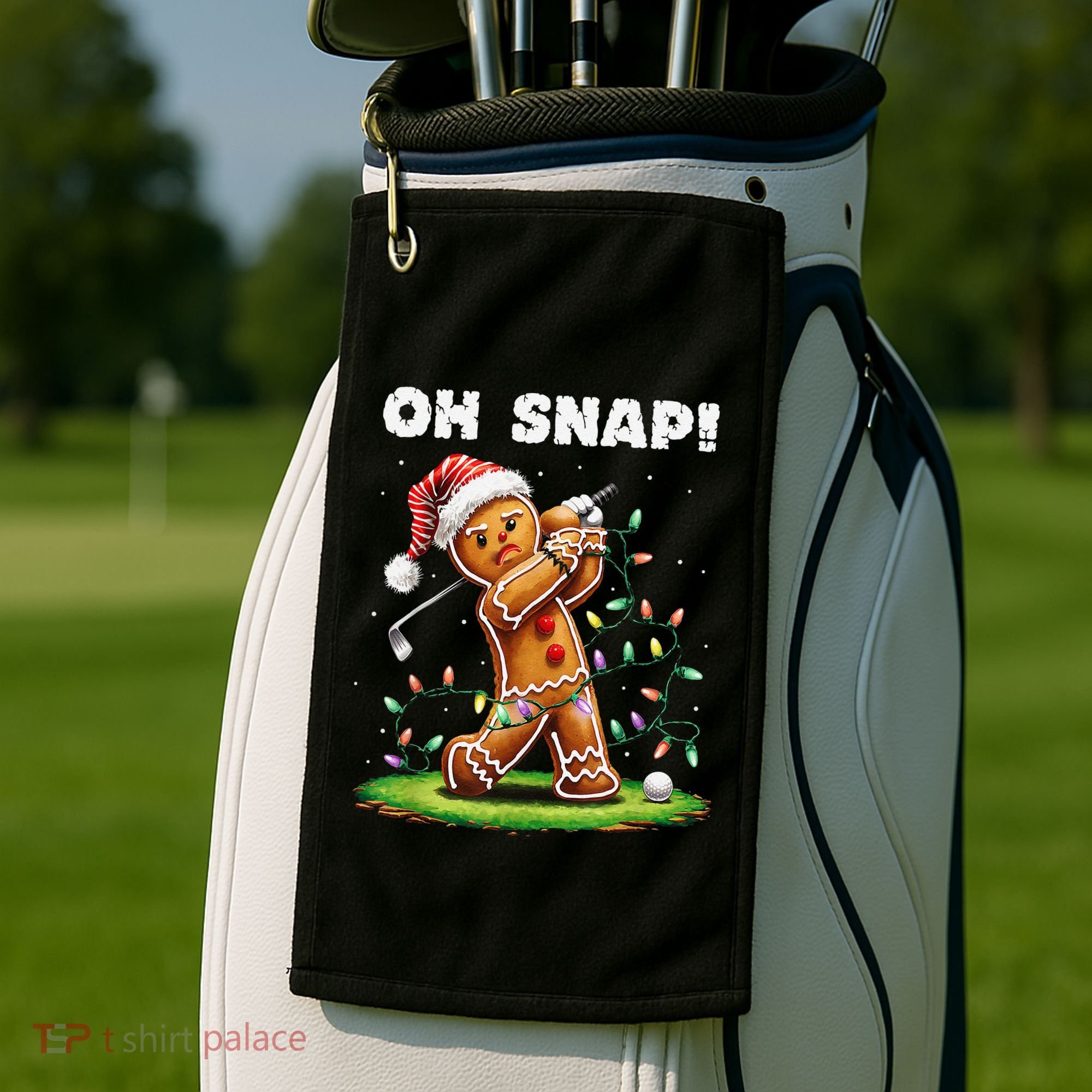 Oh Snap Gingerbreadman Golfer Golf Christmas Golfing Golf Towel