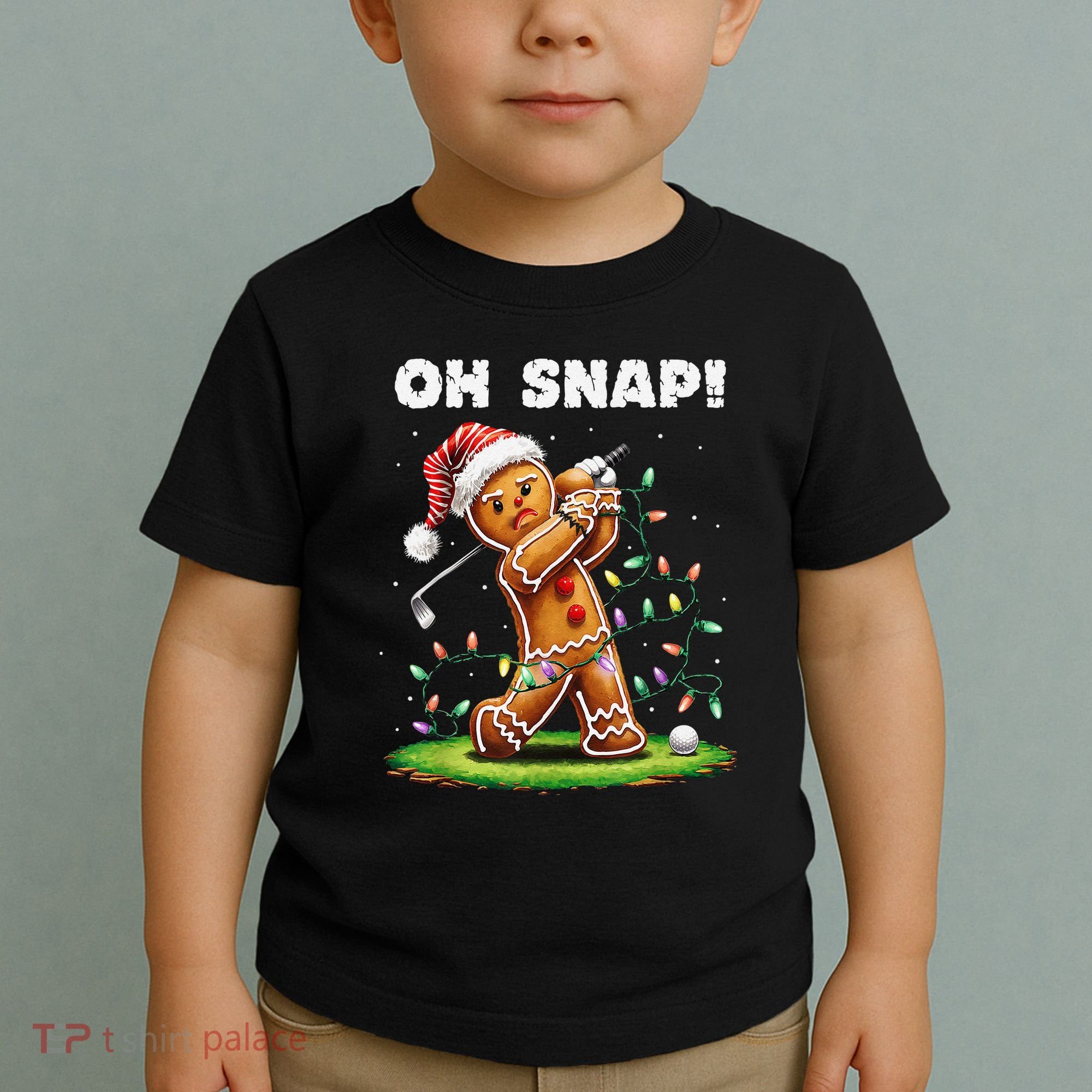 Oh Snap Gingerbreadman Golfer Golf Christmas Golfing Toddler T-Shirt
