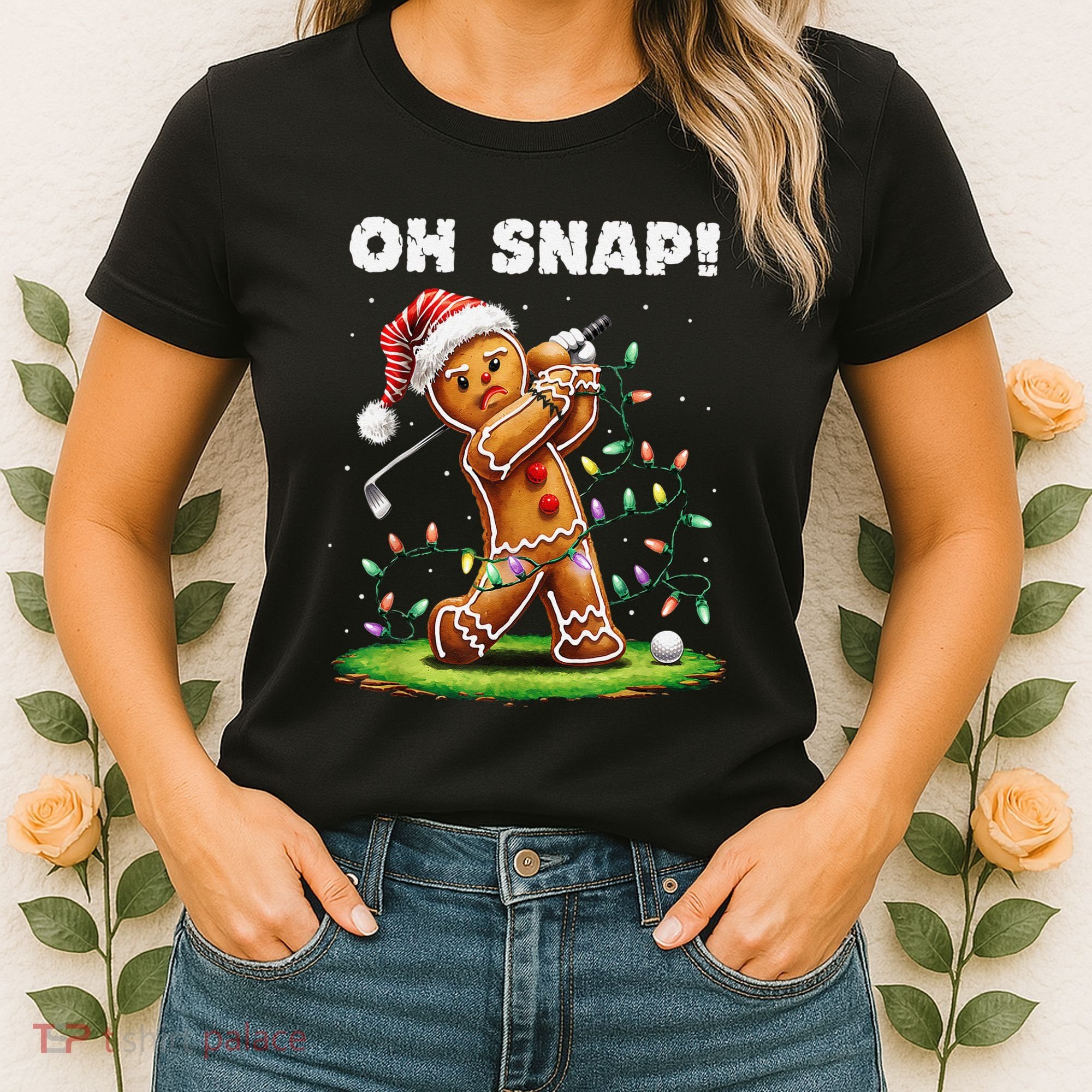 Oh Snap Gingerbreadman Golfer Golf Christmas Golfing Women's T-Shirt