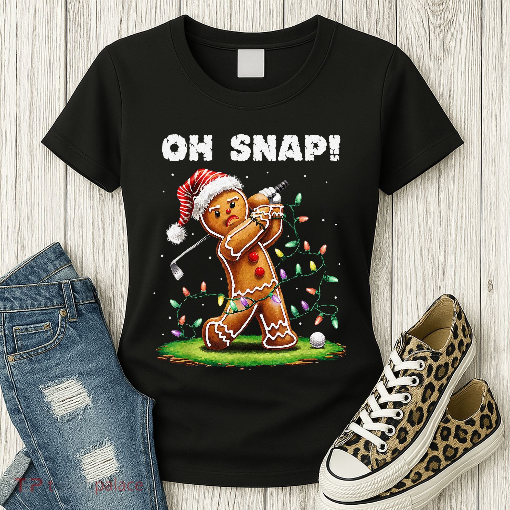 Oh Snap Gingerbreadman Golfer Golf Christmas Golfing Women's T-Shirt