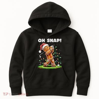 Oh Snap Gingerbreadman Golfer Golf Christmas Golfing Kids Hoodie