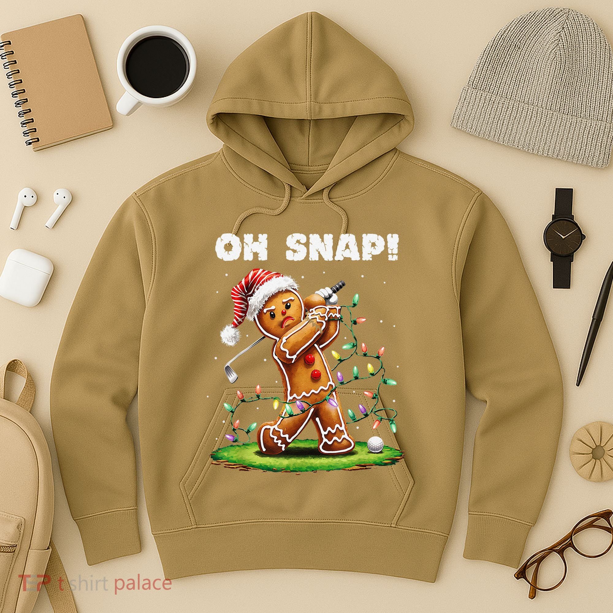 Oh Snap Gingerbreadman Golfer Golf Christmas Golfing Hoodie