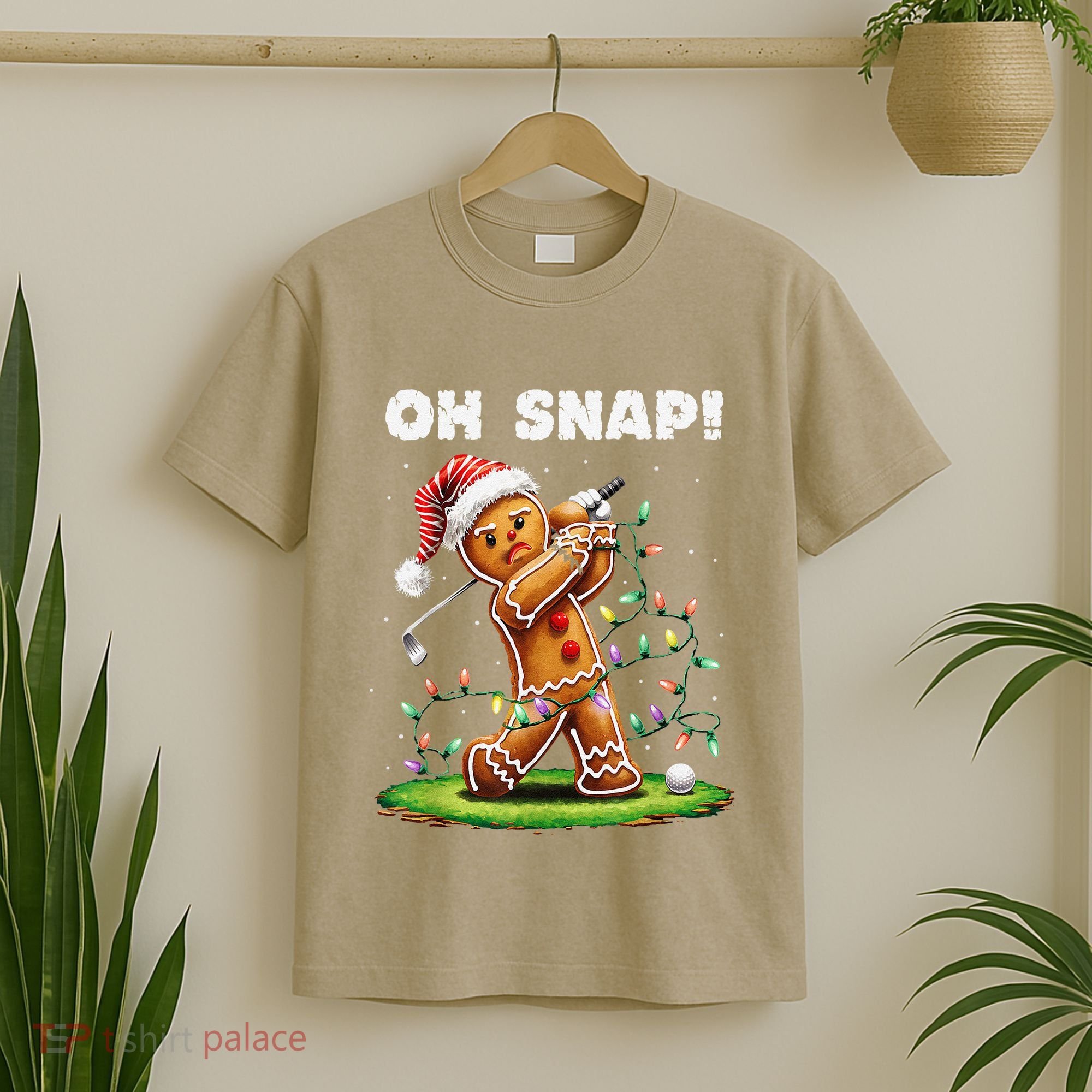 Oh Snap Gingerbreadman Golfer Golf Christmas Golfing T-Shirt