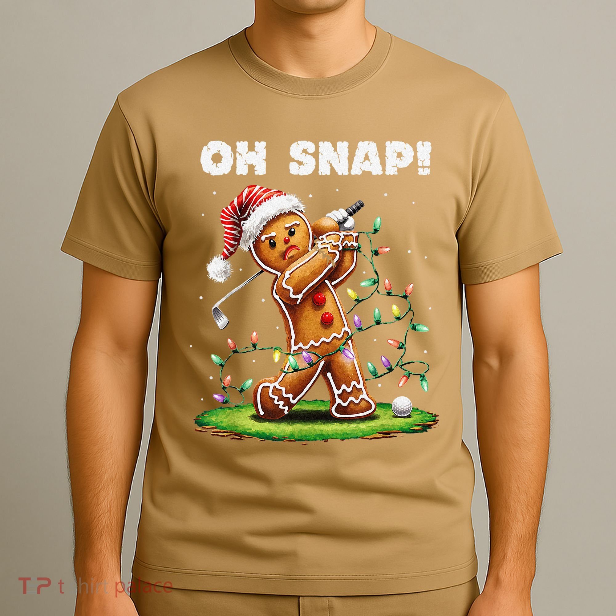 Oh Snap Gingerbreadman Golfer Golf Christmas Golfing T-Shirt