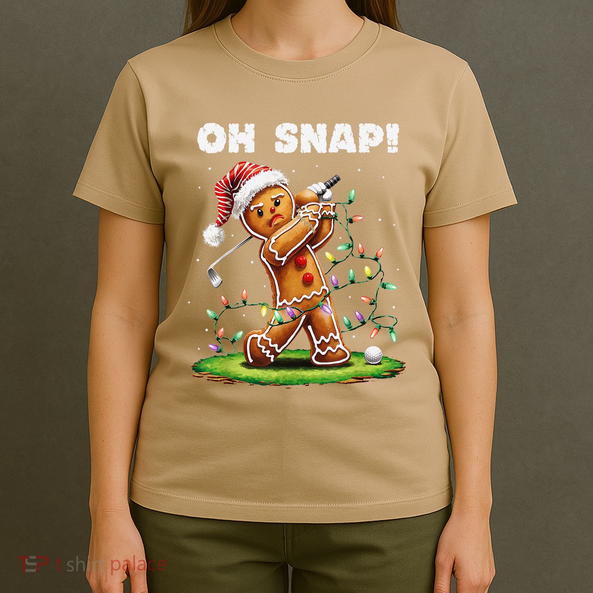 Oh Snap Gingerbreadman Golfer Golf Christmas Golfing T-Shirt