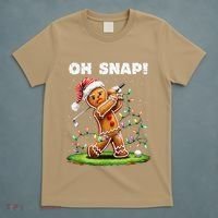 Oh Snap Gingerbreadman Golfer Golf Christmas Golfing T-Shirt thumb 5