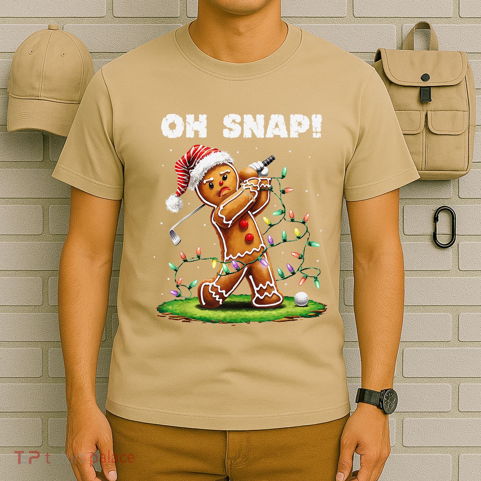 Oh Snap Gingerbreadman Golfer Golf Christmas Golfing T-Shirt