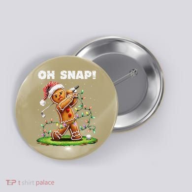 Oh Snap Gingerbreadman Golfer Golf Christmas Golfing Button