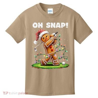 Oh Snap Gingerbreadman Golfer Golf Christmas Golfing Kids T-Shirt