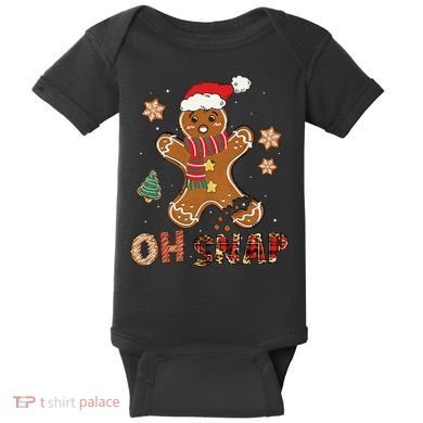 Oh Snap Gingerbread Man Funny Christmas Xmas Baby Bodysuit