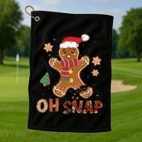 Oh Snap Gingerbread Man Funny Christmas Xmas Golf Towel thumb 1