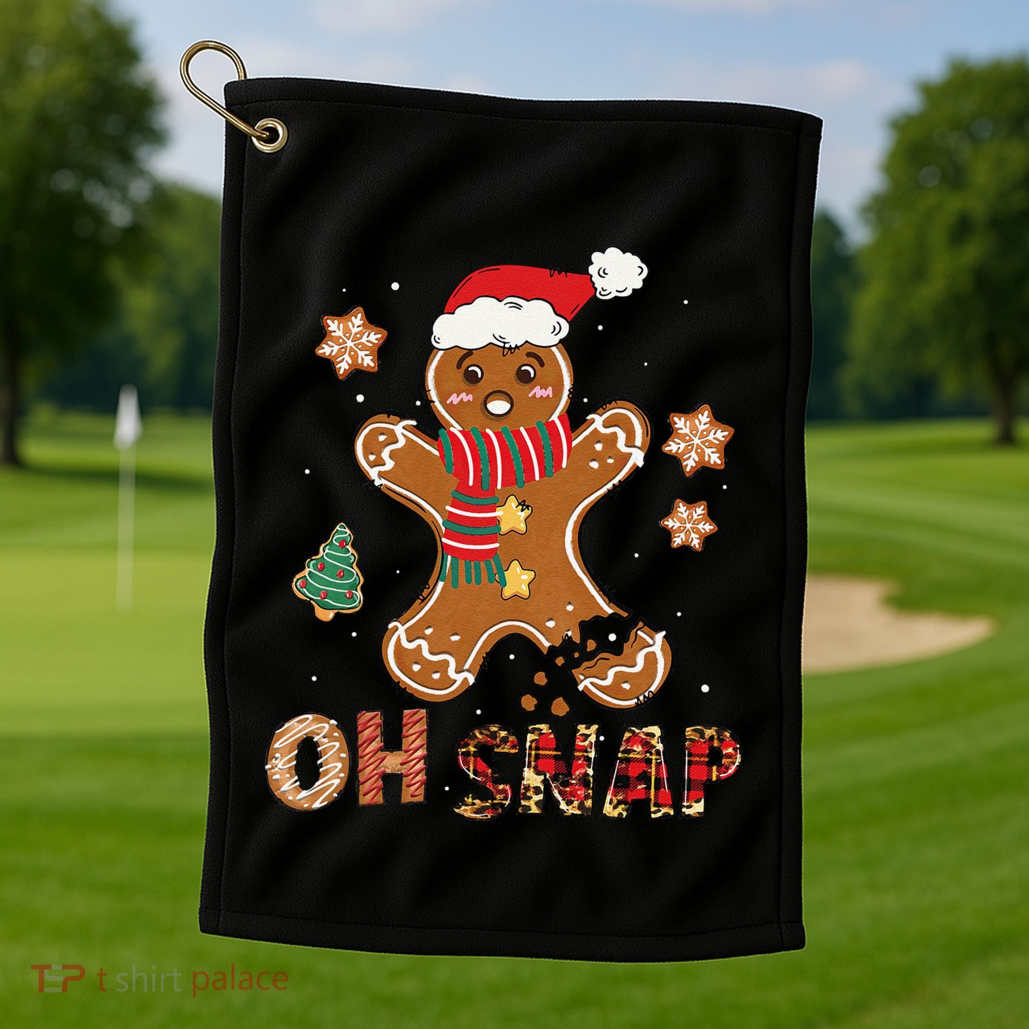 Oh Snap Gingerbread Man Funny Christmas Xmas Golf Towel