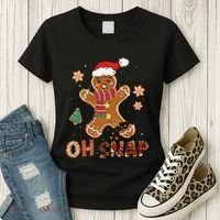 Oh Snap Gingerbread Man Funny Christmas Xmas Women's T-Shirt thumb 3