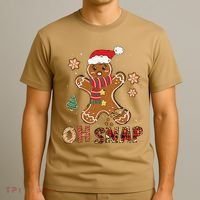 Oh Snap Gingerbread Man Funny Christmas Xmas T-Shirt thumb 3