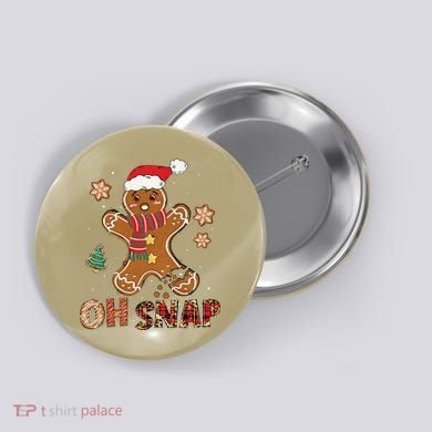 Oh Snap Gingerbread Man Funny Christmas Xmas Button