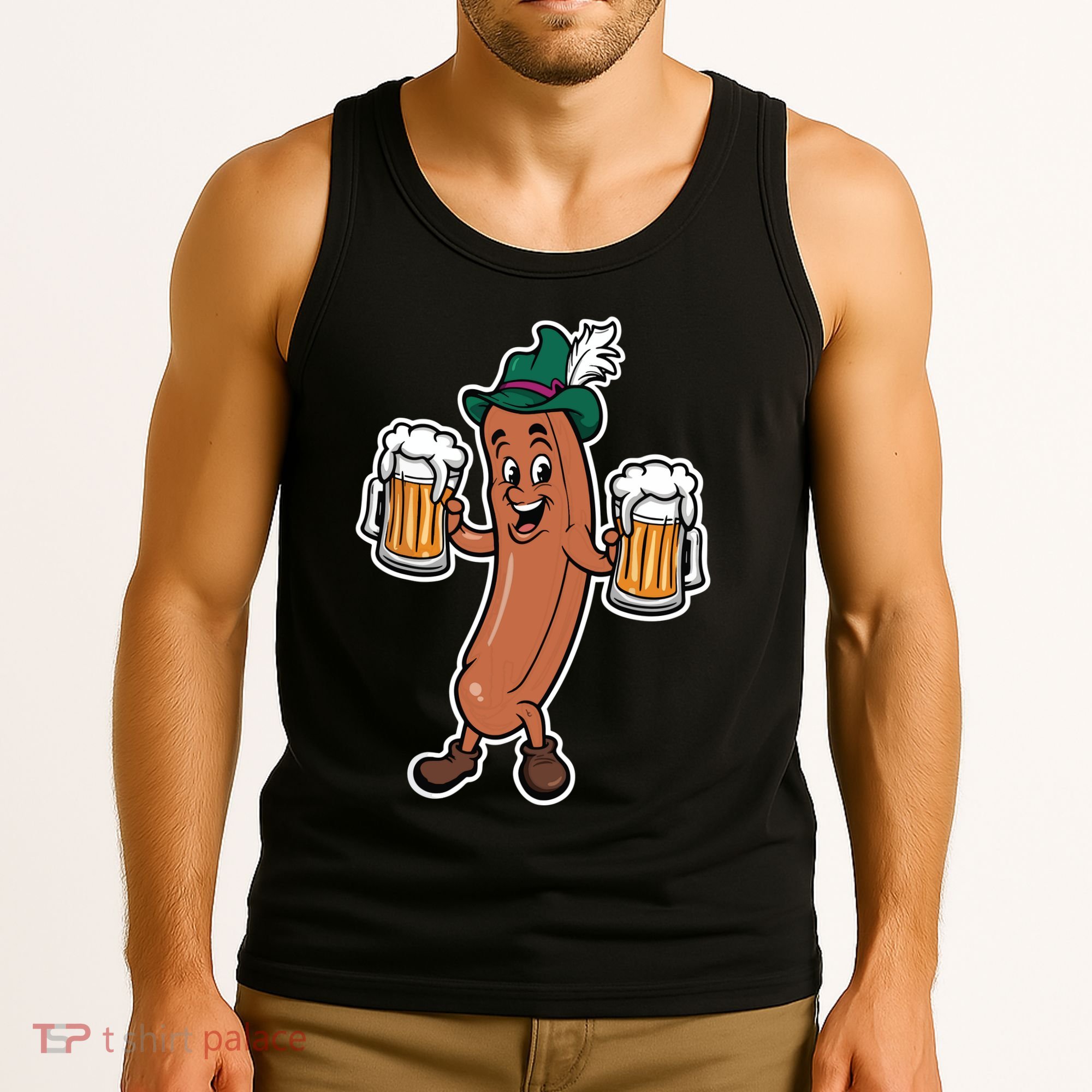 Oktoberfest Sausage Germany Lederhosen Bier Beer Tank Top