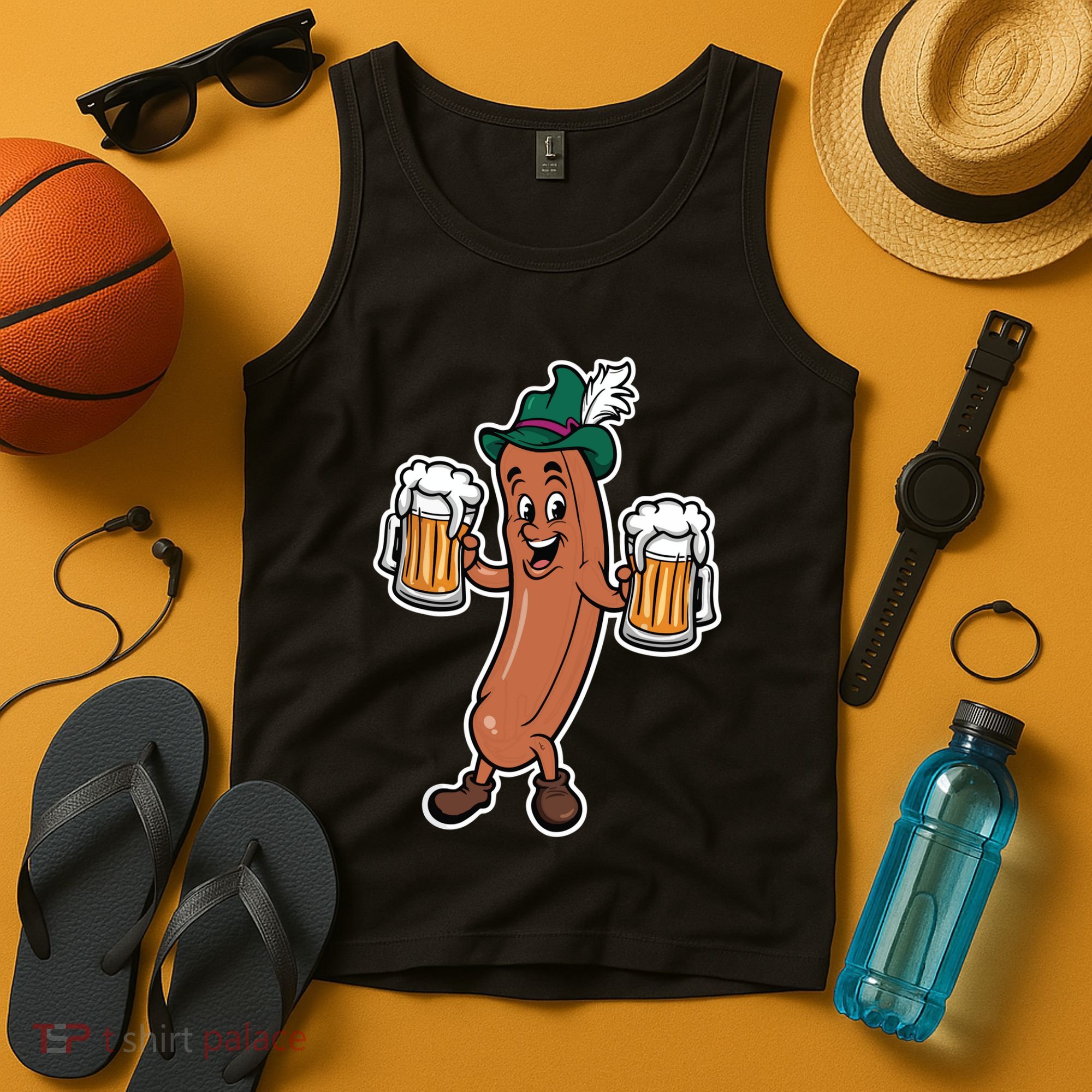 Oktoberfest Sausage Germany Lederhosen Bier Beer Tank Top