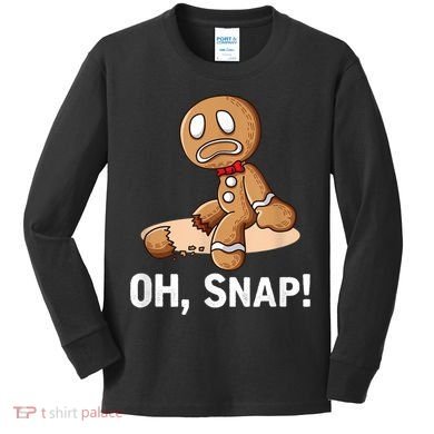 Oh Snap Gingerbread Cookie Man Broken Leg Kids Long Sleeve Shirt