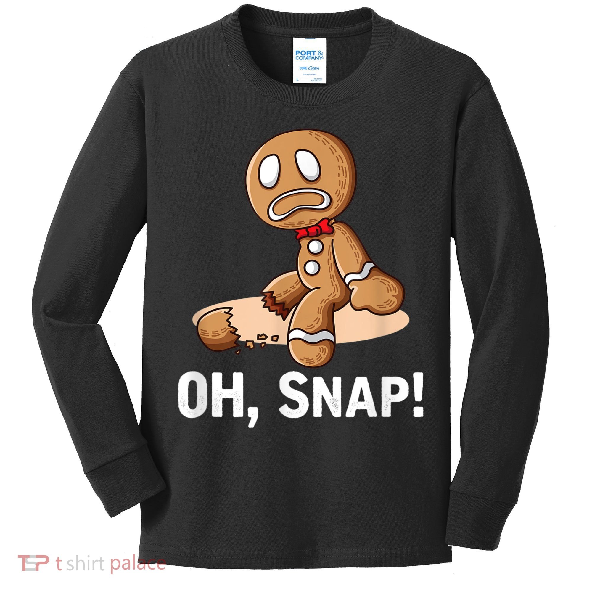 Oh Snap Gingerbread Cookie Man Broken Leg Kids Long Sleeve Shirt