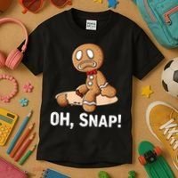 Oh Snap Gingerbread Cookie Man Broken Leg Kids T-Shirt thumb 3