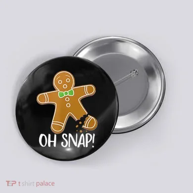 Oh Snap Gingerbread Man Cookie Broken Leg Button