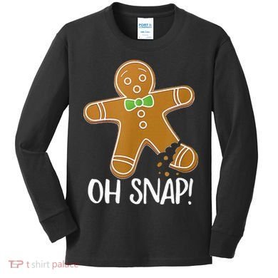 Oh Snap Gingerbread Man Cookie Broken Leg Kids Long Sleeve Shirt