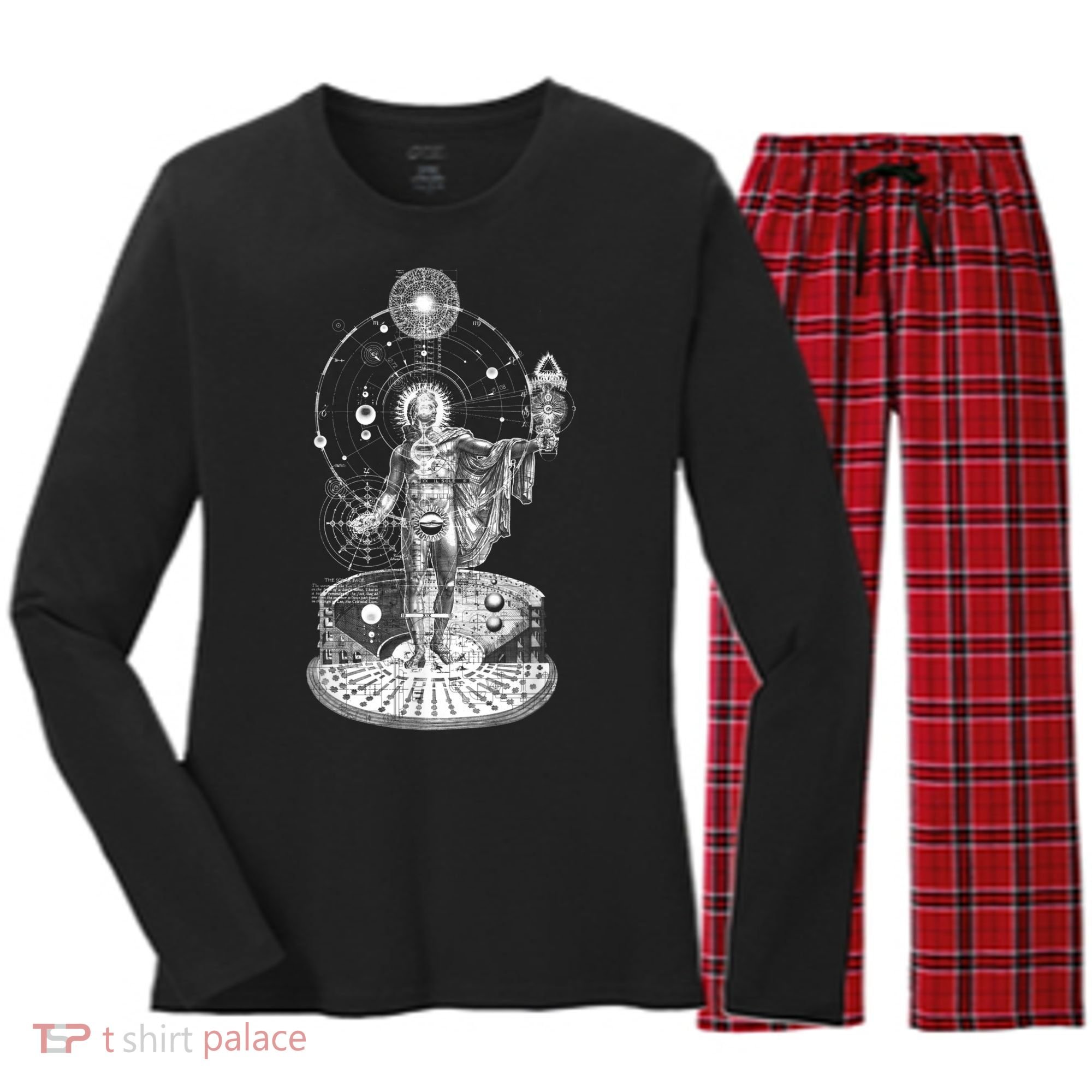Occult Sacred Geometry Women's Long Sleeve Flannel Pajama Set 