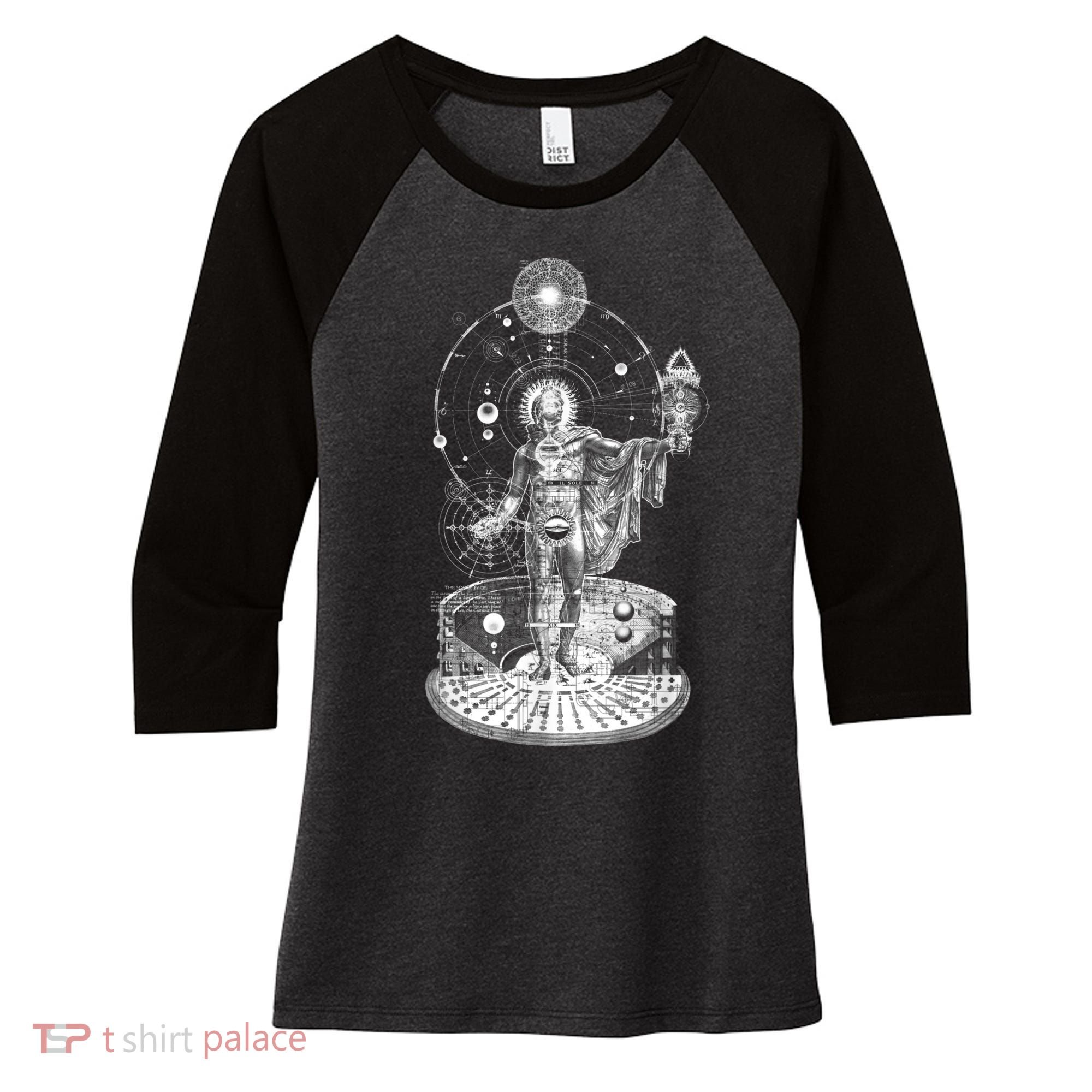 Occult Sacred Geometry Women's Tri-Blend 3/4-Sleeve Raglan Shirt
