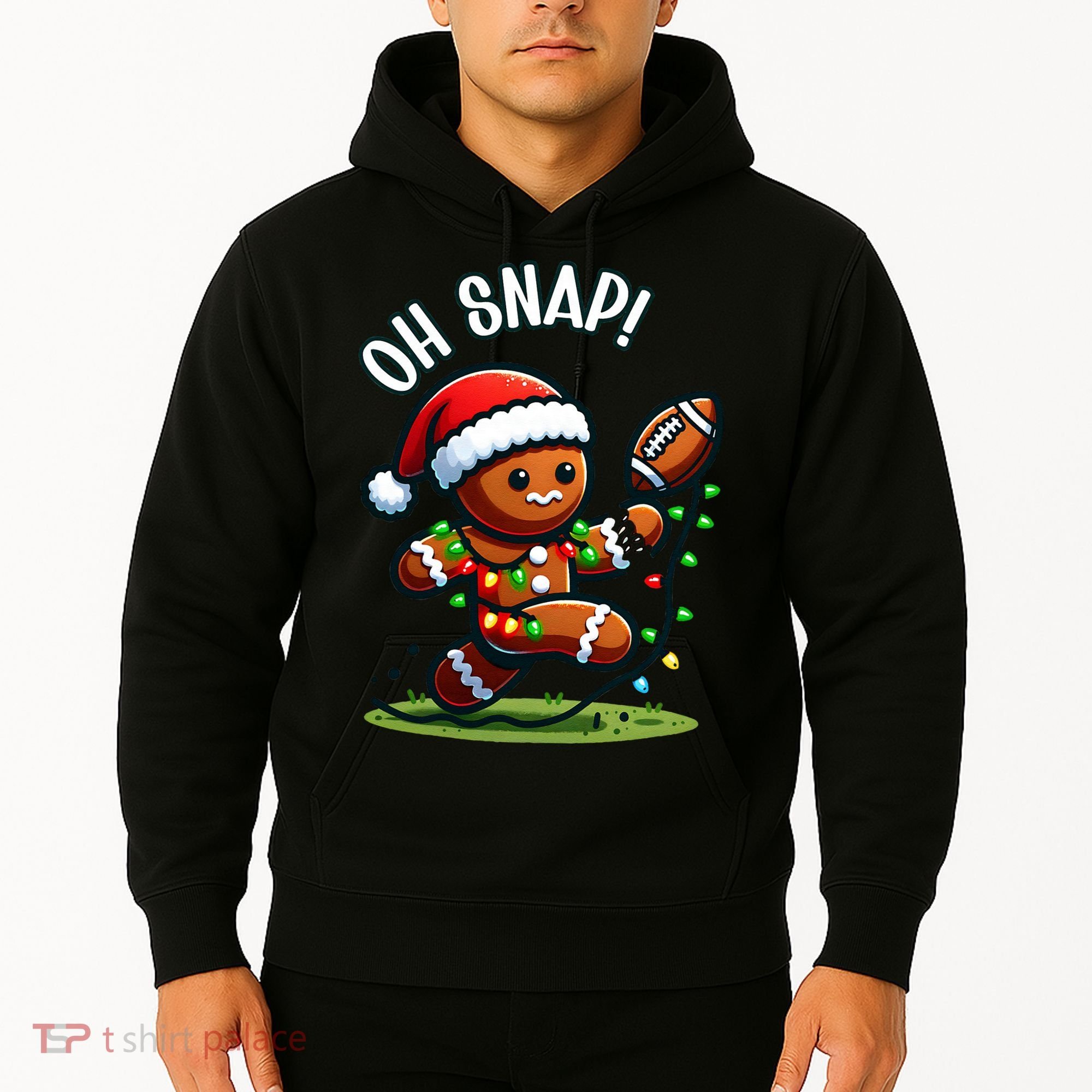 Oh Snap Gingerbreadman Christmas Football  Hoodie