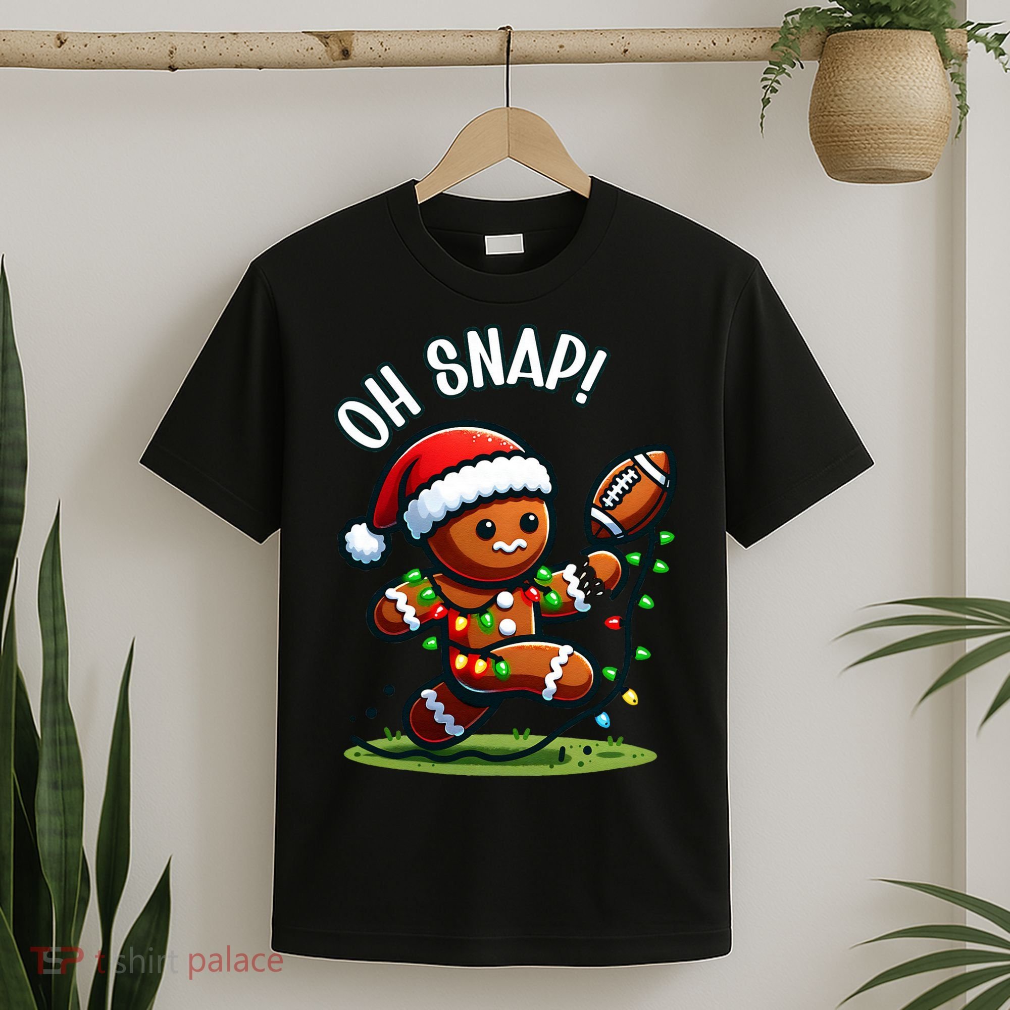 Oh Snap Gingerbreadman Christmas Football  T-Shirt