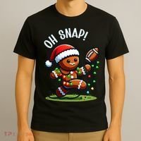 Oh Snap Gingerbreadman Christmas Football  T-Shirt thumb 3