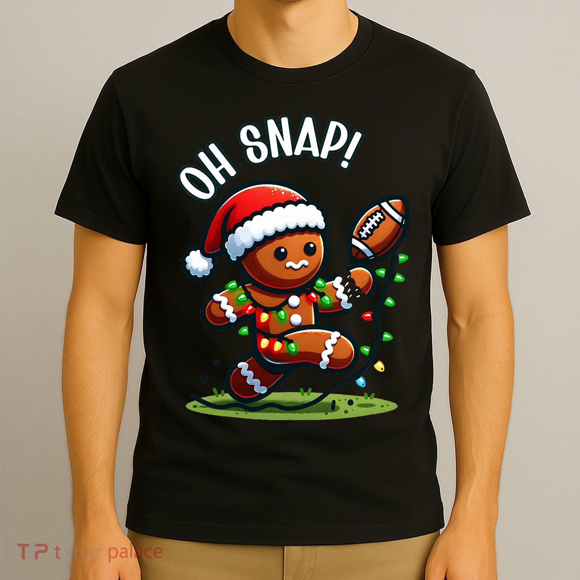 Oh Snap Gingerbreadman Christmas Football  T-Shirt