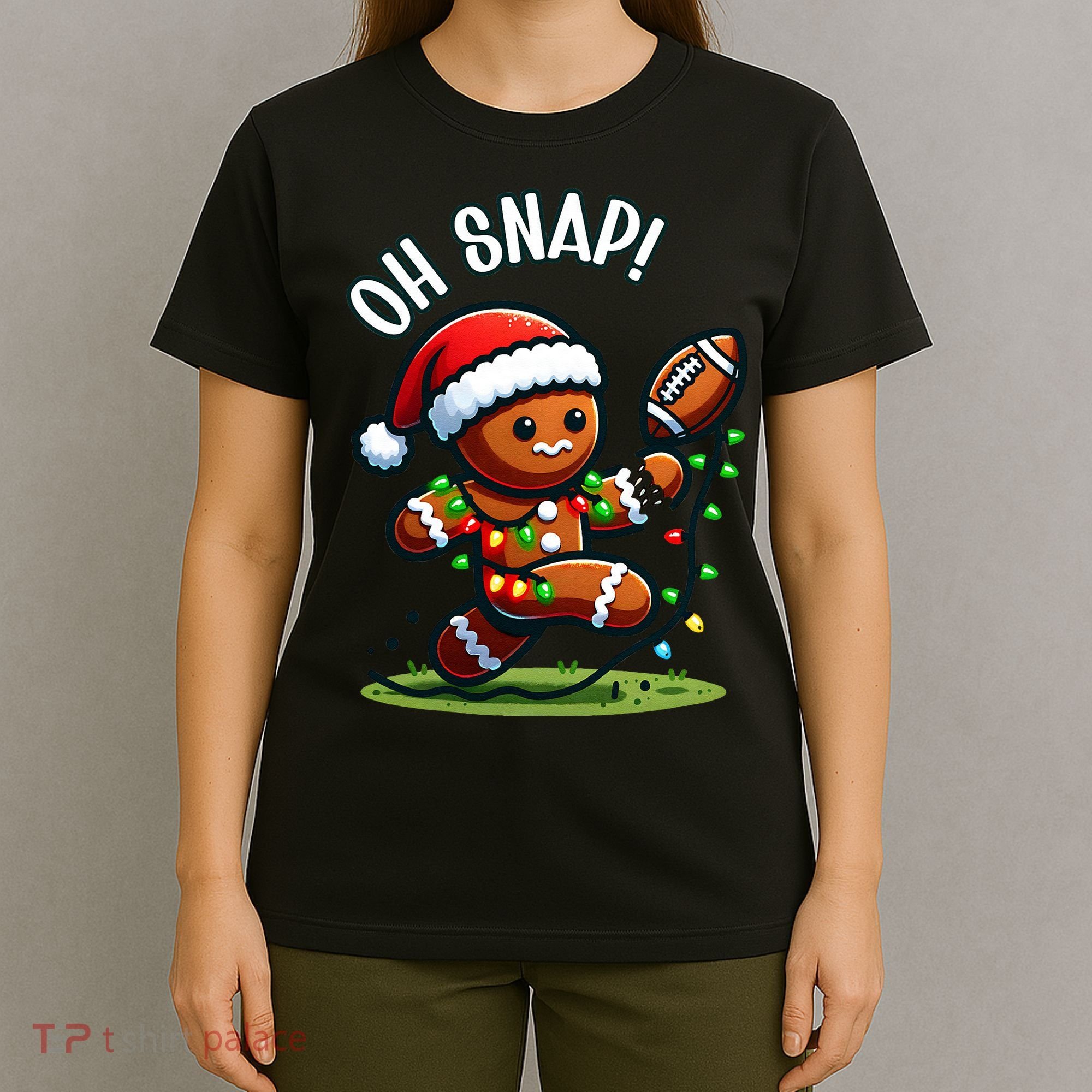 Oh Snap Gingerbreadman Christmas Football  T-Shirt