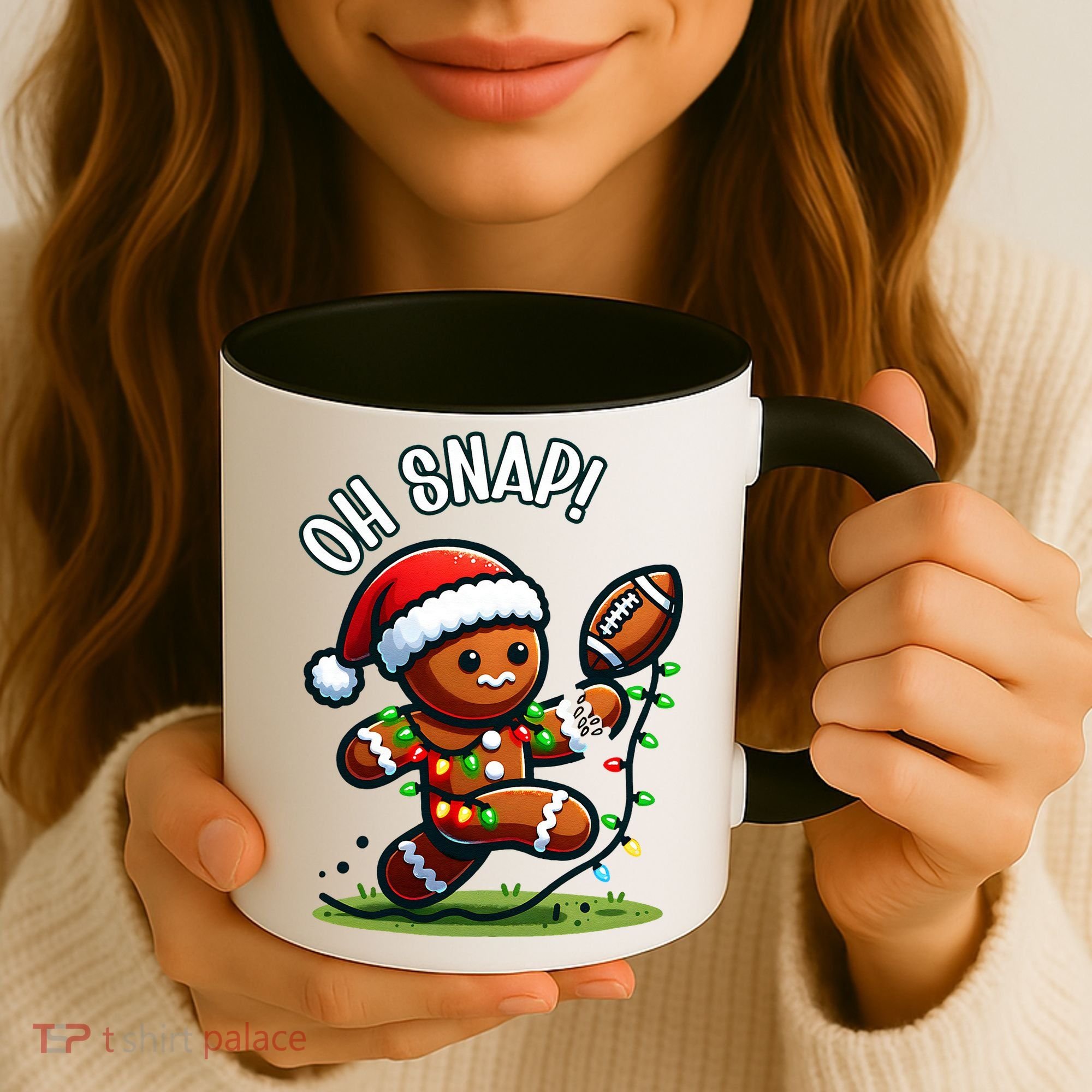 Oh Snap Gingerbreadman Christmas Football  Coffee Mug