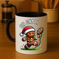 Oh Snap Gingerbreadman Christmas Football  Coffee Mug thumb 4