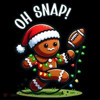 Oh Snap Gingerbreadman Christmas Football  Women's Hoodie thumb 2